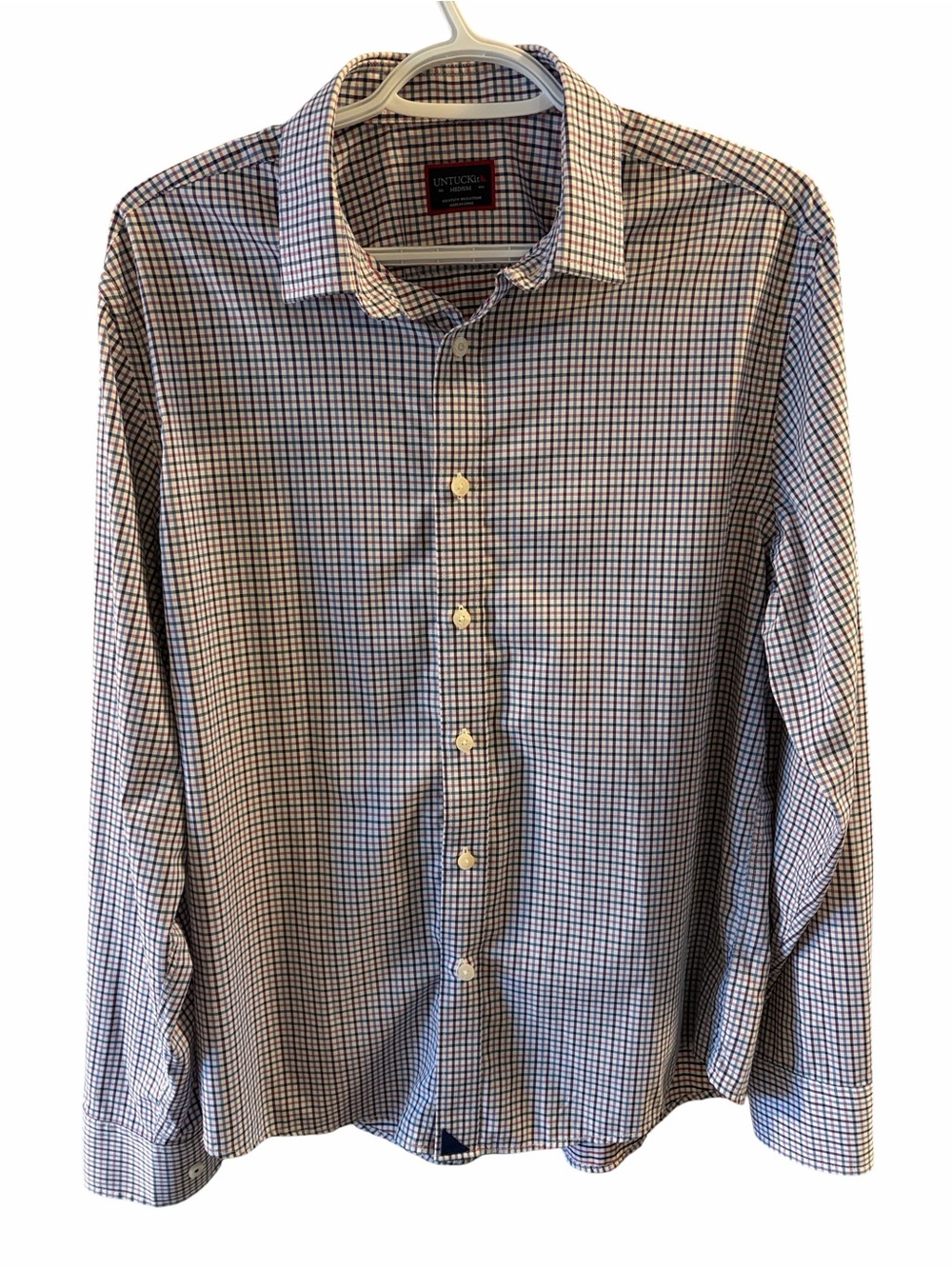 UNTUCKit Men's Check Pattern Button Up Size Medium Regular Fit Nylon Blend